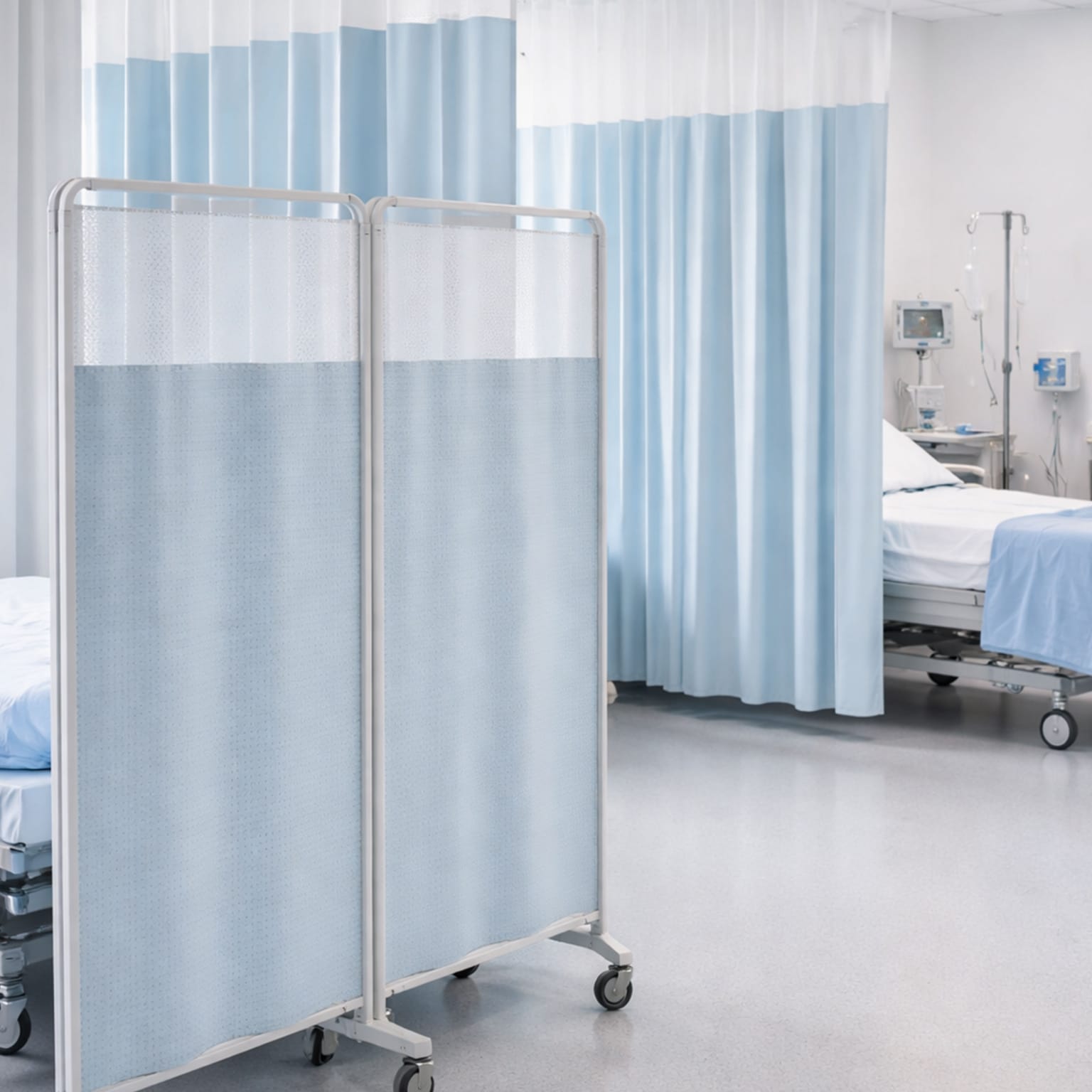 Salle D'hôpital avec Rideaux Et Parois Mobiles